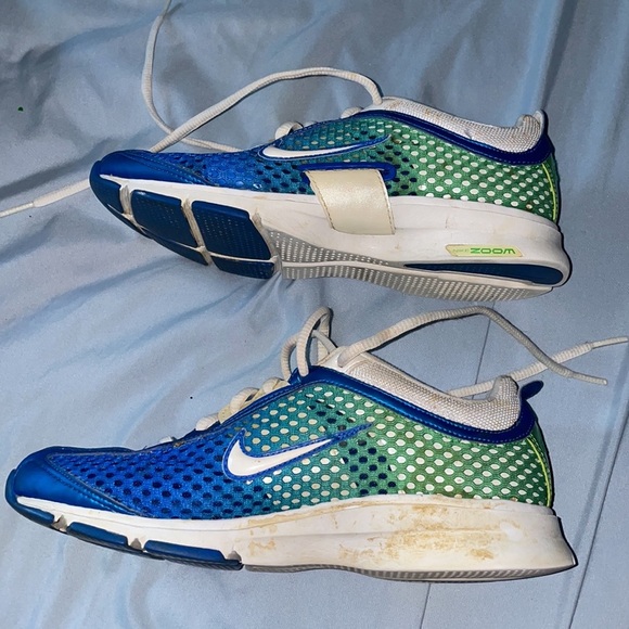 Blue green Nike zoom rare net swoosh non slip sneaker run athletics sports walk - Picture 3 of 5